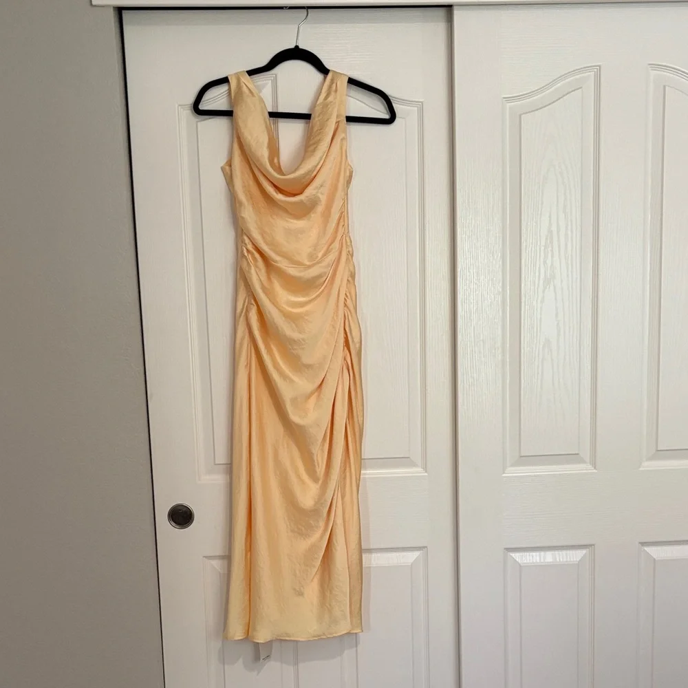 NWT Abercrombie & Fitch Cowl Ruched Maxi Dress in Sunny Yellow